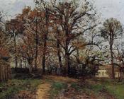 卡米耶 毕沙罗 : Trees on a Hill, Autumn, Landscape in Louveciennes